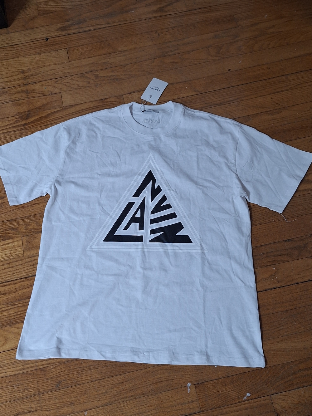 Lanvin Paris Triangle Graphic White  Logo T‑Shirt for Men.streetwear.size Large